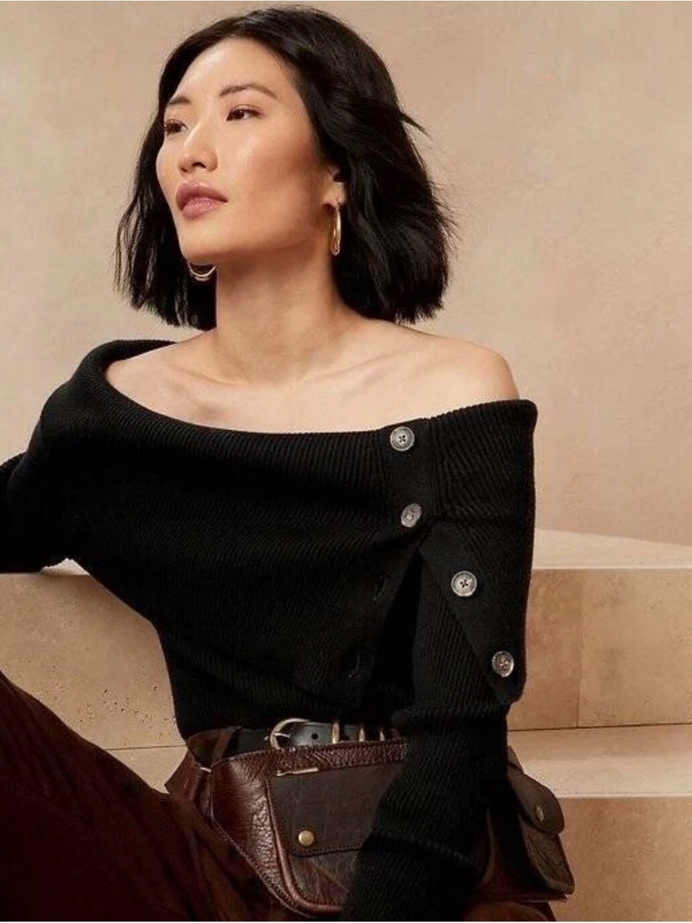 Banana Republic Black Off-Shoulder Sweater